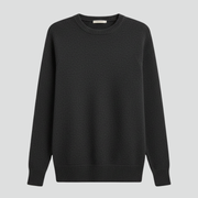 Women’s knitted sweater with round neckline and ribbed hem