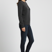 Women’s knitted sweater with round neckline and ribbed hem