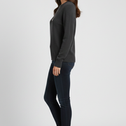 Women’s knitted sweater with round neckline and ribbed hem