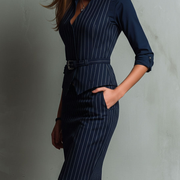 Nina Nadelstreifen-Weste und Bleistiftrock-Set