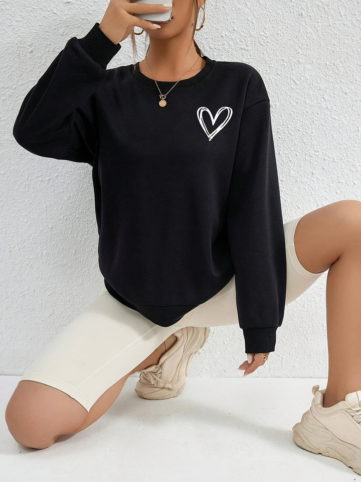 Elina | Pehmeä Collegepaita Sydänkirjonnalla