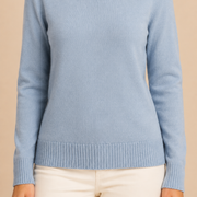Women’s knitted sweater with round neckline and ribbed hem