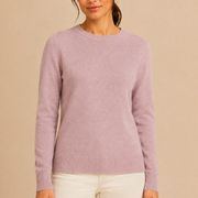 Women’s knitted sweater with round neckline and ribbed hem
