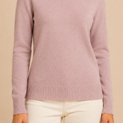 Women’s knitted sweater with round neckline and ribbed hem