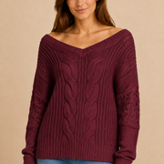 Women’s Oversized Sweater with Long Sleeves and Ribbed Cuffs