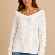 Women’s Oversized Sweater with Long Sleeves and Ribbed Cuffs