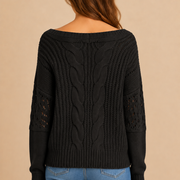 Women’s Oversized Sweater with Long Sleeves and Ribbed Cuffs