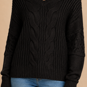 Women’s Oversized Sweater with Long Sleeves and Ribbed Cuffs
