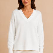 Women’s V-Neck Sweater with Long Sleeves and Pullover Design