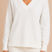 Women’s V-Neck Sweater with Long Sleeves and Pullover Design