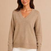Women’s V-Neck Sweater with Long Sleeves and Pullover Design