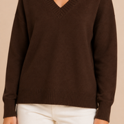 Women’s V-Neck Sweater with Long Sleeves and Pullover Design