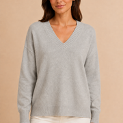 Women’s V-Neck Sweater with Long Sleeves and Pullover Design