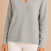 Women’s V-Neck Sweater with Long Sleeves and Pullover Design