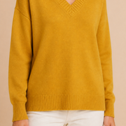 Women’s V-Neck Sweater with Long Sleeves and Pullover Design