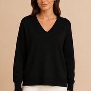 Women’s V-Neck Sweater with Long Sleeves and Pullover Design