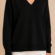 Women’s V-Neck Sweater with Long Sleeves and Pullover Design