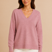 Women’s V-Neck Sweater with Long Sleeves and Pullover Design