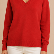 Women’s V-Neck Sweater with Long Sleeves and Pullover Design