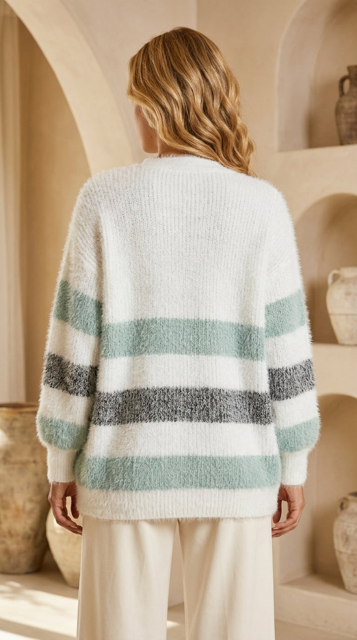 Elena | Pehmeä neulecardigan raidoilla