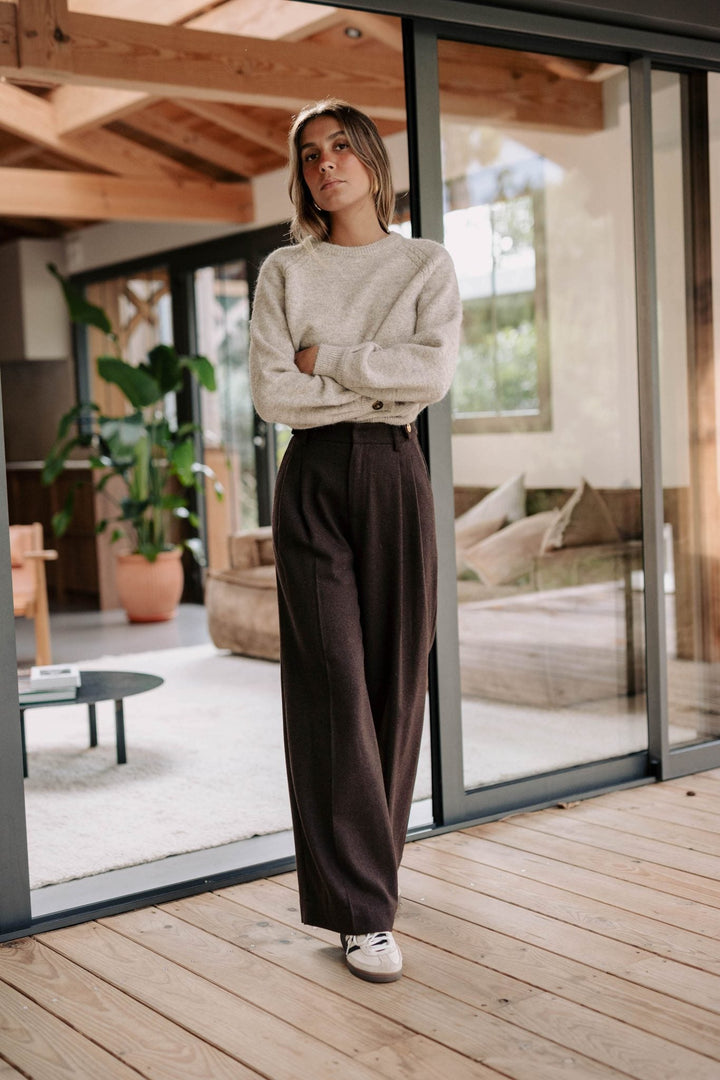 FIORENZA - Pantaloni marroni stile Austin