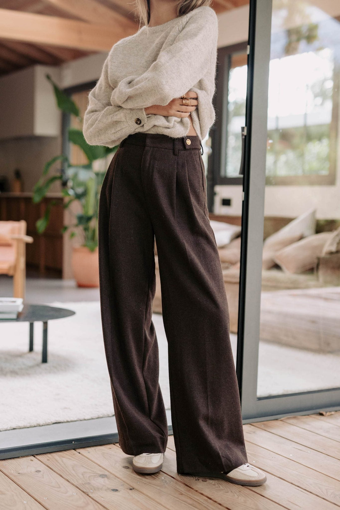 FIORENZA - Pantaloni marroni stile Austin