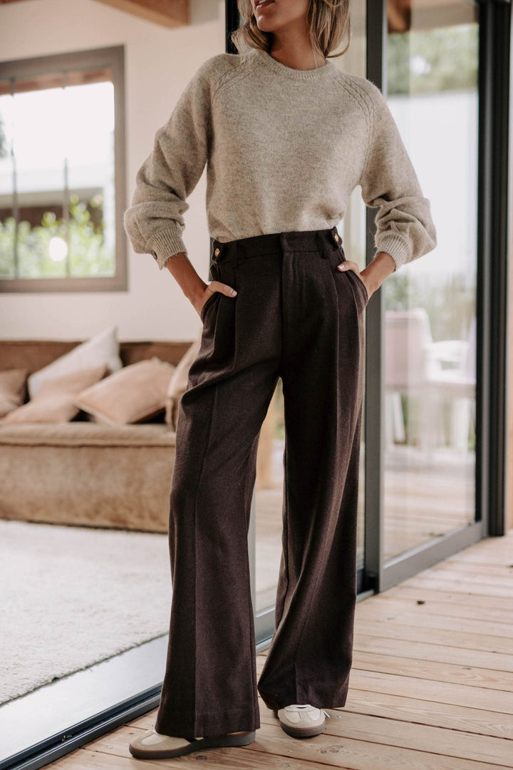 FIORENZA - Pantaloni marroni stile Austin