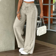 FRIDA - Pantaloni Wide Leg con Coulisse, Nero, Albicocca, Khaki, Rosa