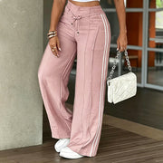 FRIDA - Pantaloni Wide Leg con Coulisse, Nero, Albicocca, Khaki, Rosa