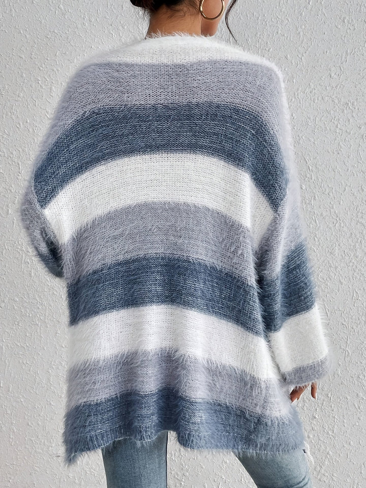 Elena | Pehmeä neulecardigan väriblokeilla
